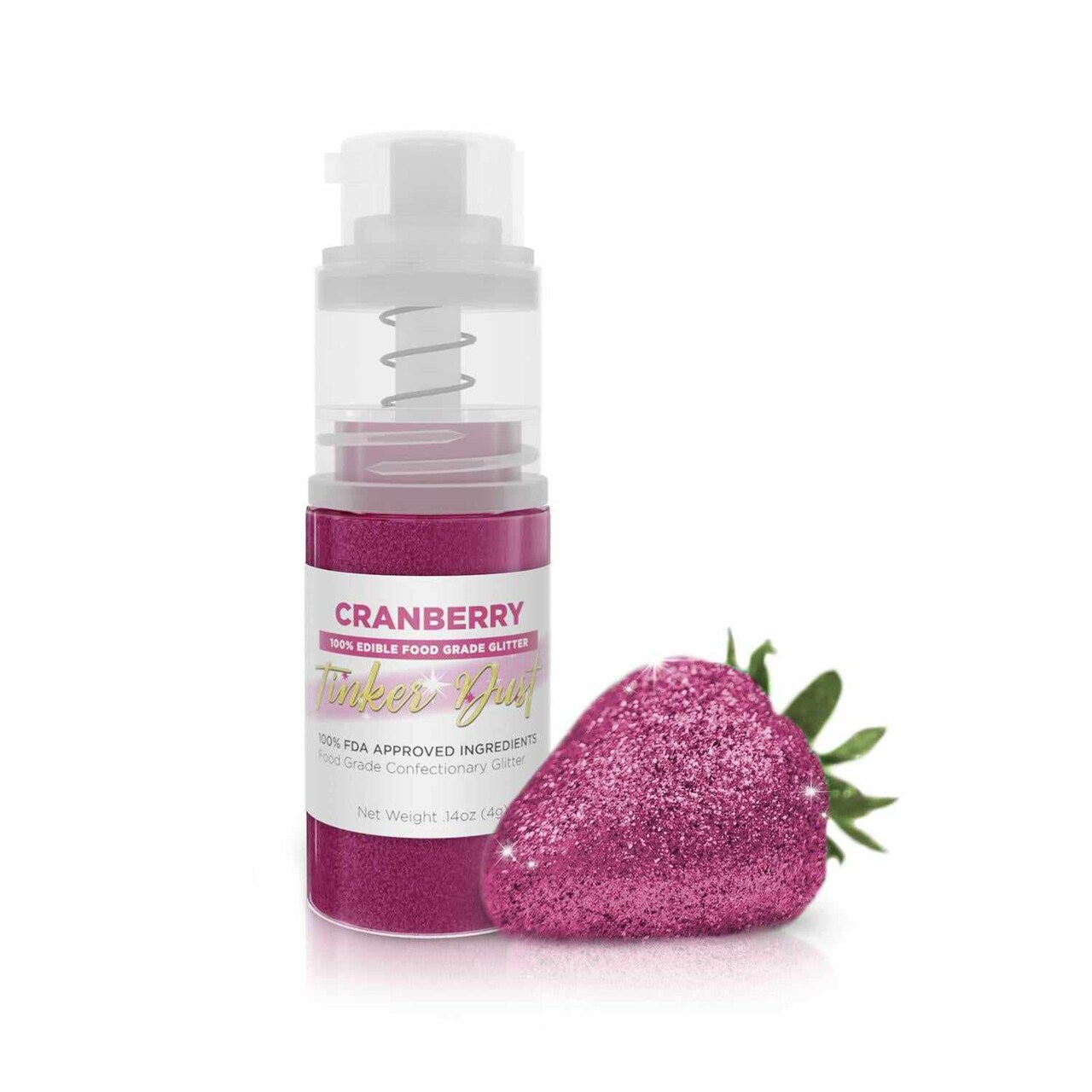 Bakell - Cranberry Tinker Dust Edible Glitter (4g, 1x Spray Pump) for Food, Desserts, and Beverages!